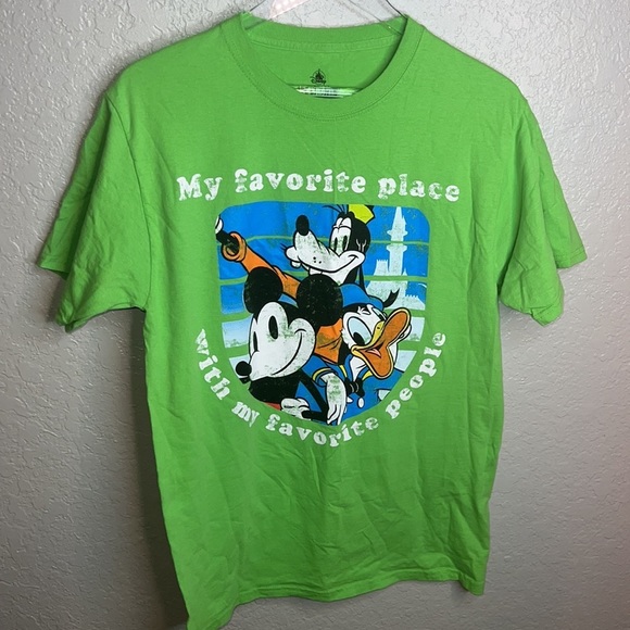 Men’s Green Disney Graphic T Shirt “My Favorite place with my favorite pals” - Picture 2 of 6